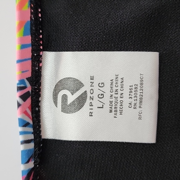 Ripzone 2 Piece Girls Tropical Leaf Pink Yellow Blue Print Bikini Set Size Large - Picture 7 of 12